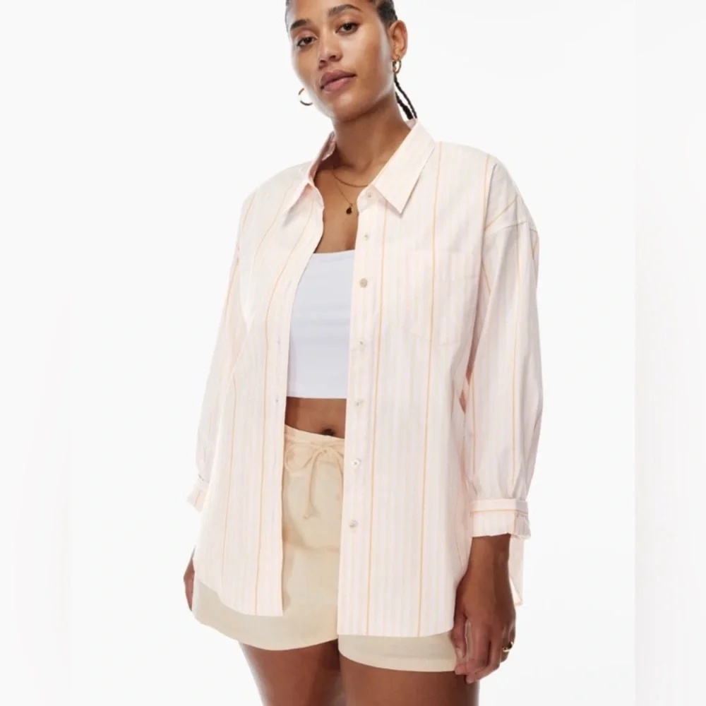Aritzia Wilfred free barlowe relaxed button down shirt apricot S oversized NWT - Picture 1 of 9